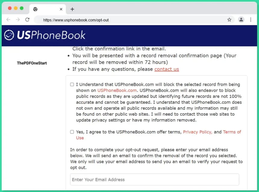 USPhoneBook-Opt-Out form